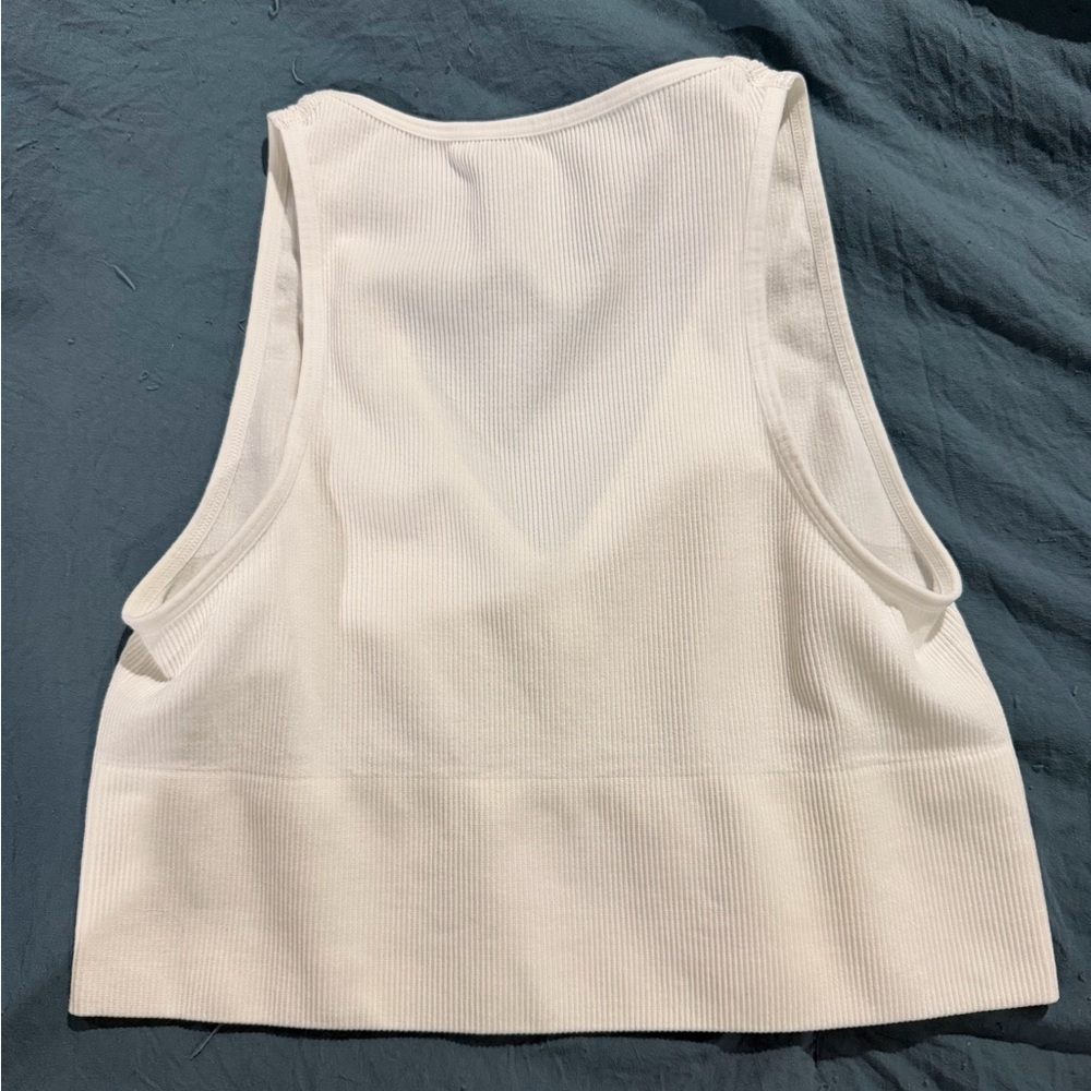 White Seamless Ribbed Top - Picture 3 of 4